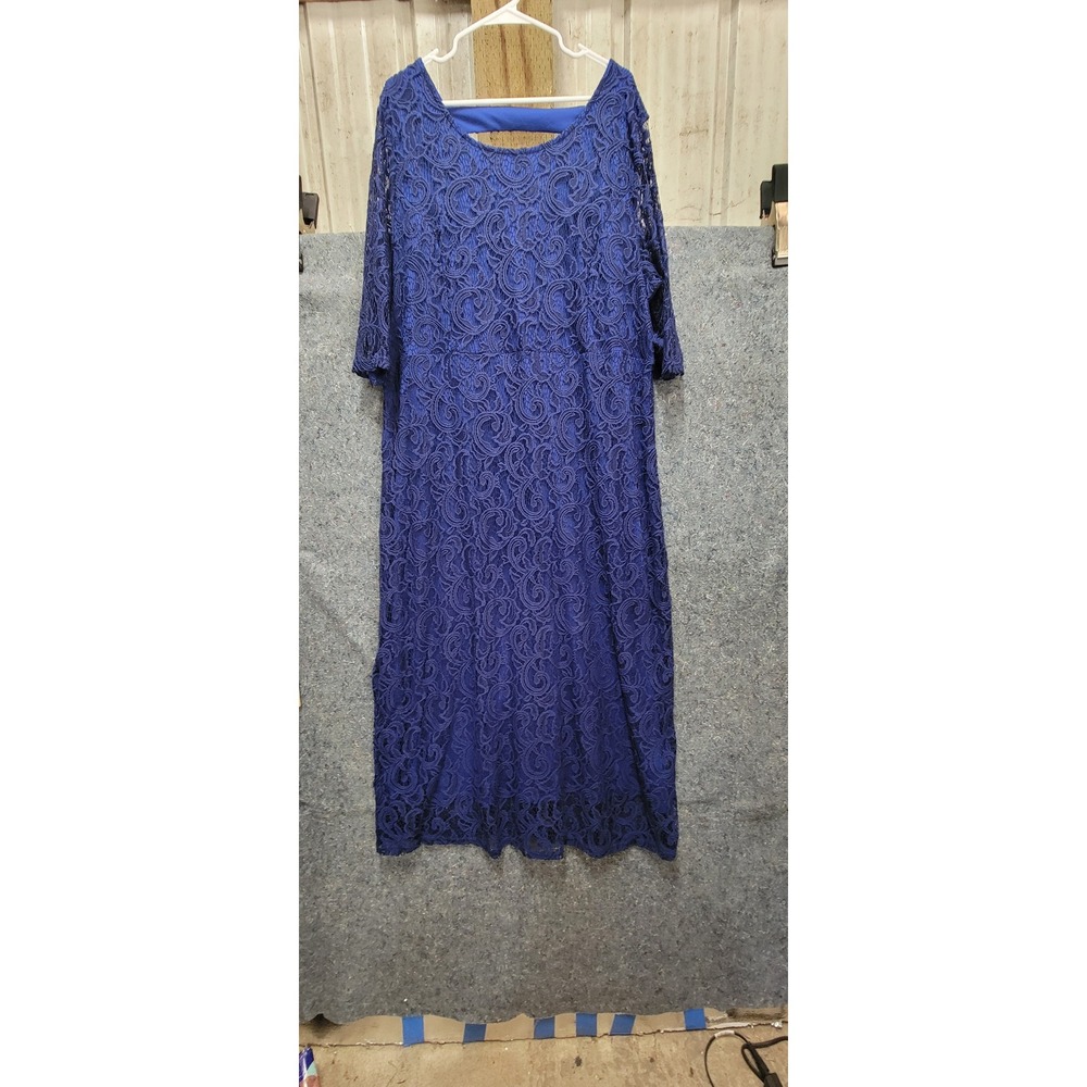 Chicwe Womens‎ Navy Blue Lace Lined A-Line Midi Dress Gown PLUS SIZE 4X